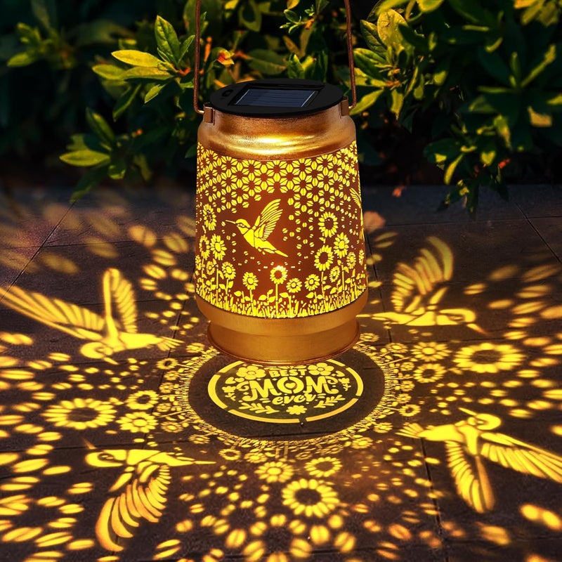 EDOF Christmas Gifts for Women Hummingbird Solar Lanterns Outdoor Waterproof,Metal Garden Decor with Sheep Hook for Yard Porch,Garden Decor Birthday Gifts for Women Mom Grandma Sister - Image 2